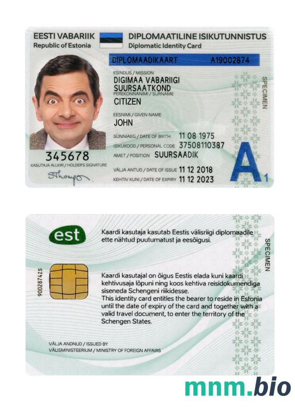 Dyplomatyczna karta identyfikacyjna Estonii 2018-obecnie
